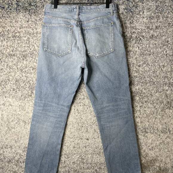 Agolde Jeans Womens 29 Blue High Rise Straight Leg Distressed Denim Made USA - Picture 7 of 9